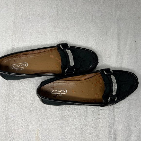 COACH black slip on shoe with logo and buckle size 7 - Picture 6 of 9